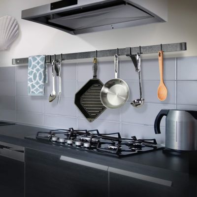 Enclume Handcrafted 72" Rolled End Bar Hammered Steel (Requires Wall Brackets or Captain Hooks)