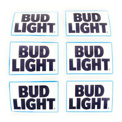6 Bud Light Vinyl Logo Decals Stickers 1 1/2 X 2 1/2