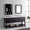 Single Door Three Compartment Storage Bathroom Cabinet with Glass Mirror (Grey-Brown) view 2