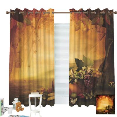 ZXAWT Curtains/Grommet Top Blackout Curtains/Thermal Insulated Curtain for Bedroom and Kitchen-Set of 2 Panels(Fruit and Vegetable Oil Painting W 63"*L 63")
