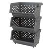 Begale 3-Pack Gray Plastic Stackable Detachable Storage Bin, Organizer Stacking Basket view 1