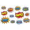 Beistle Hero Action Speech Bubble Cutouts - 12 Pcs. (Red, Blue, Green, Yellow) - Comic Themed Party Decoration Pack view 1