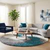 Rugs.com Soft Touch Shag Collection Round Rug 8 Ft Round Turquoise Shag Rug Perfect for Kitchens, Dining Rooms view 4