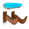 TESLYAR Surfboard Wall Mount Wooden Surfboard Rack for Wall Storage Solid Wood Hooks for Surfboard, Snowboard, Paddle Board & Wakeboard Wave Style view 1