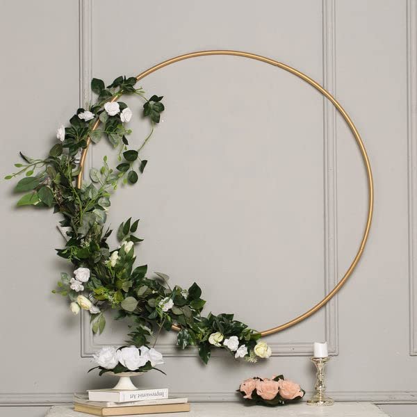 Tableclothsfactory 40" Heavy Duty Gold Metal Floral Hoop Wreath Hanging Rings