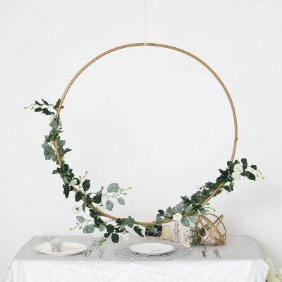Tableclothsfactory 36" Heavy Duty Gold Metal Floral Hoop Wreath Hanging Rings for Wedding Party Decoration