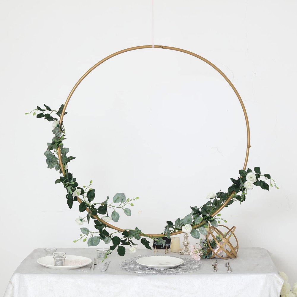 Tableclothsfactory 36" Heavy Duty Gold Metal Floral Hoop Wreath Hanging Rings for Wedding Party Decoration