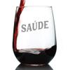 Bevvee Saude - Portuguese Cheers - Stemless Wine Glass - Portugal Themed Gifts or Party Decor for Women - Large view 1