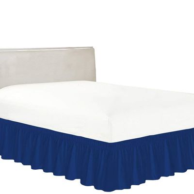 BedDecor Wrap Around Bed Skirt Elastic Bed Ruffles, 600TC Solid Luxurious 30 Inches Drop(Twin XL,RoyalBlue)