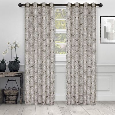 Superior Elegant Diamond Sheer Curtains, Window Accents, Modern, Transtitional, Rustic, Bohemian Style, Diamond Geometric Lattice with Grommets, Curtain Set of 2 Panels, 52" W X 84" L, Grey