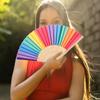 Colorful Folding Folding Fans Portable Rainbow Fan Beautiful Folding Fans view 3