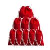 ecomuslinbags 12x20 inches Color Full Cotton Bags, Reusable And Biodegradable Produce Muslin Drawstring Bags Pack Of 25 (Red) view 3