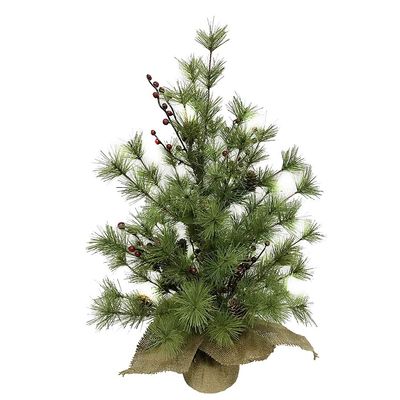 Kurt S. Adler 24-Inch Pine Tree with Berries and Pinecones in Burlap Base