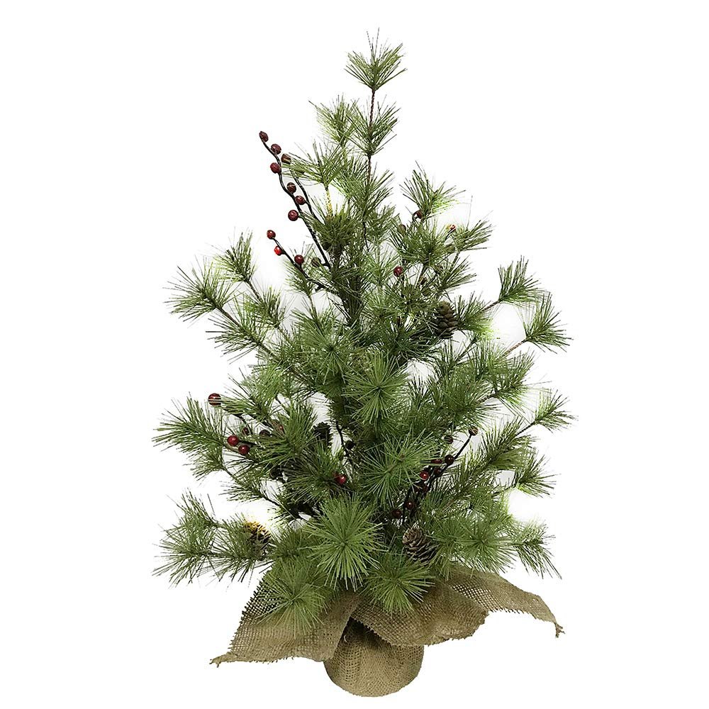 Kurt S. Adler 24-Inch Pine Tree with Berries and Pinecones in Burlap Base