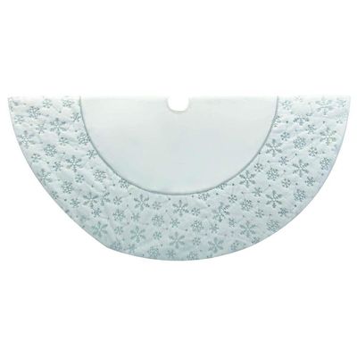 Kurt S. Adler 54-Inch White and Silver Velvet Sequin Snowflake Treeskirt