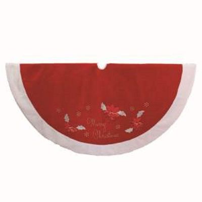 Kurt S. Adler 72-Inch Red and White Velvet Merry Christmas Applique Treeskirt