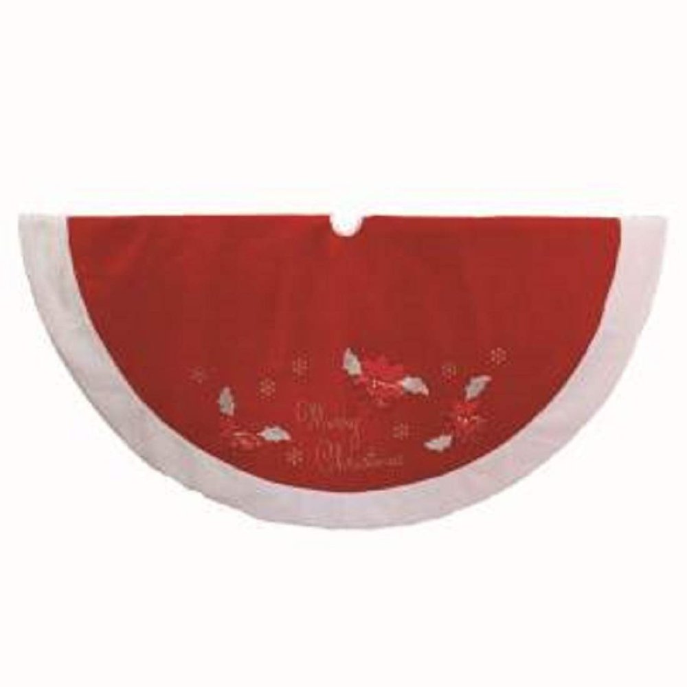 Kurt S. Adler 72-Inch Red and White Velvet Merry Christmas Applique Treeskirt