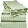 Luxurious Ultra Soft - Striped Cotton Sateen 4 Piece Bed Sheet Set 400 TC - Fitted Sheet 6" deep Pocket + Flat Sheet + 2 Pillowcases - Mint Green - Queen view 1