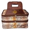 101 BEACH Mother's Day Gift - Thermal Insulated Double Casserole Carrier Bag with 2 Compartments - Can be Custom Embroidered Personalized (Brown Reptile - Embroidered Monogram) view 1