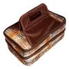 101 BEACH Mother's Day Gift Thermal Insulated Double Casserole Carrier Bag with 2 Compartments - Can be Custom Embroidered Personalized (Brown Reptile) view 3