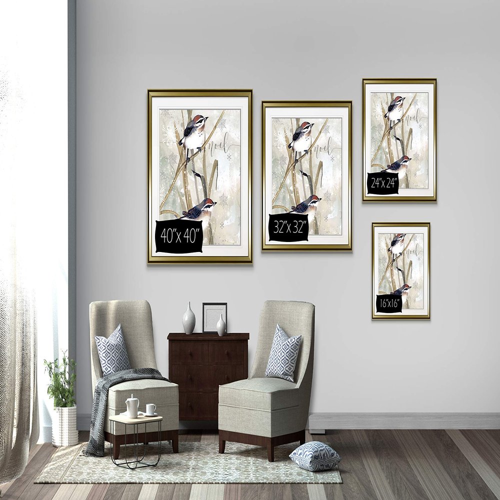 Renditions Gallery Winter Birds Noel Art Framed Christmas Painting Contemporary Artwork Giclee Canvas Prints Animal Wall Decor