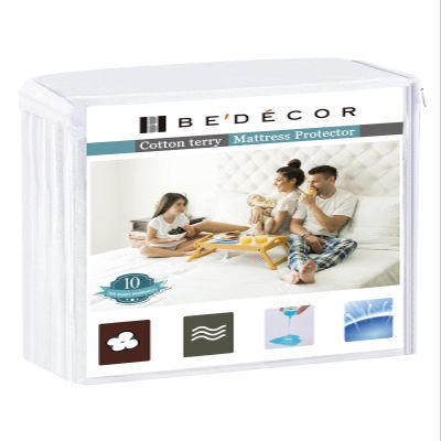 Bedecor Full XL Waterproof Mattress Protector,Soft Cotton Terry Fitted Cover for Pregnant Women and Incontinence, Fits 9-18 Inch Deep Pocket
