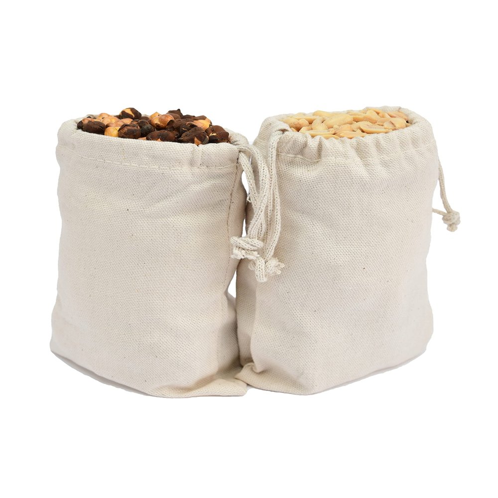 4x6 inches 100% Cotton Canvas, Biodegradable and Reusable Premium Quality Muslin Drawstring Produce Bags (Pack Of 100)