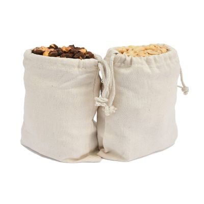 12x18 inches 100% Cotton Canvas, Biodegradable and Reusable Premium Quality Muslin Drawstring Produce Bags (Pack Of 50)