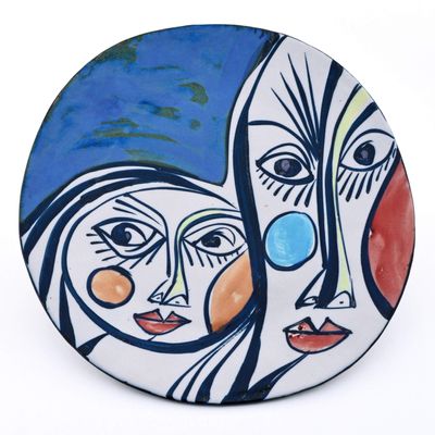 Ceramic Wall Plate with Cubist Design, Picassian Style, Modern Art, Handmade and Handpainted. Exclusive Collection, Limited Production. 11,22" x 11,22" x 1,57"