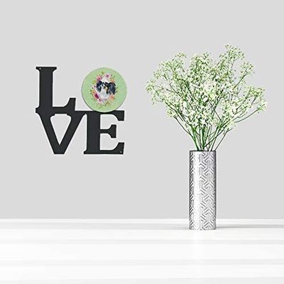 Caroline's Treasures CK4325WALV Papillon Green Flowers Metal Wall Artwork Love Indoor Outdoor Art Decor Patio, Bathroom, Kitchen Colorful Aluminum and Black Steel Sculpture