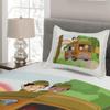 Ambesonne Camper Coverlet, Scouts Going Camping Cartoon Outdoor Adventure Themed Illustration, 3 Piece Decorative Quilted Bedspread Set with 2 Pillow Shams, Twin Size, Green Brown view 2