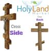 Holy Land Market Medium Olive Wood Patriarchal Three bar Russian Crucifix with Holy Land Samples. (20cm or 8 Inches) view 3