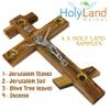 Holy Land Market Medium Olive Wood Patriarchal Three bar Russian Crucifix with Holy Land Samples. (20cm or 8 Inches) view 4