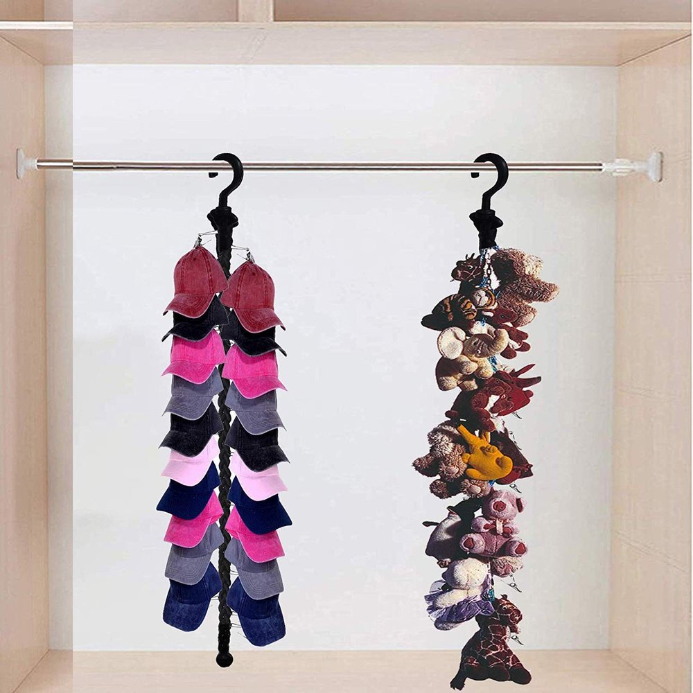 2 pack, Multi-Purpose Magic Hangers Space Saving Clothes Hangers Organizer Smart Closet Space Saver with 40 Sturdy stainless steel Clips for Your Toys, Hats, Cap, Scarves, Gloves, Towel, Jewelry, etc.