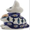 Polmedia Polish Pottery Bunny Figurine - Peacock Leaves Pattern Handmade in Boleslawiec Poland + Certificate of Authenticity view 3