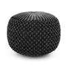 SIMPLIHOME Renee Round Pouf - 20 inch Wide Upholstered Velvet Ottoman in Slate Grey, Boho Footstool or Extra Seating for Living Room or Bedroom with Button-Tufted Pleated Design, Assembled view 1