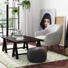 SIMPLIHOME Renee Round Pouf - 20 inch Wide Upholstered Velvet Ottoman in Slate Grey, Boho Footstool or Extra Seating for Living Room or Bedroom with Button-Tufted Pleated Design, Assembled view 2