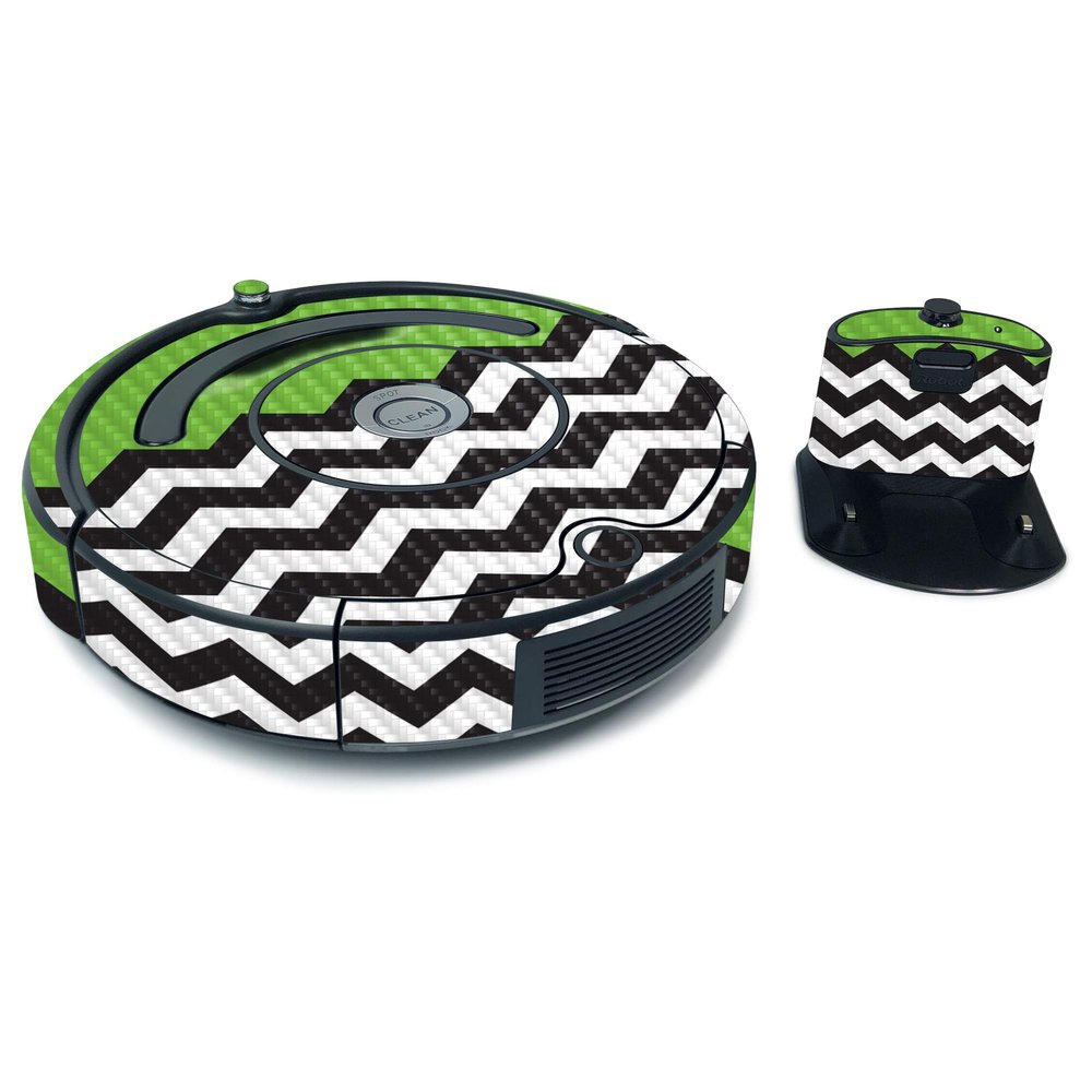 MightySkins Carbon Fiber Skin for iRobot Roomba 675 Max Coverage - Lime Chevron | Protective, Durable Textured Carbon Fiber Finish | Easy to Apply, Remove, and Change Styles | Made in The USA