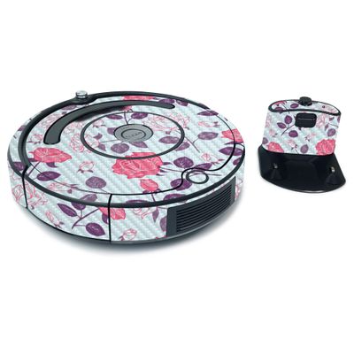 MightySkins Carbon Fiber Skin for iRobot Roomba 675 Max Coverage - Vintage Floral | Protective, Durable Textured Carbon Fiber Finish | Easy to Apply, Remove, and Change Styles | Made in The USA