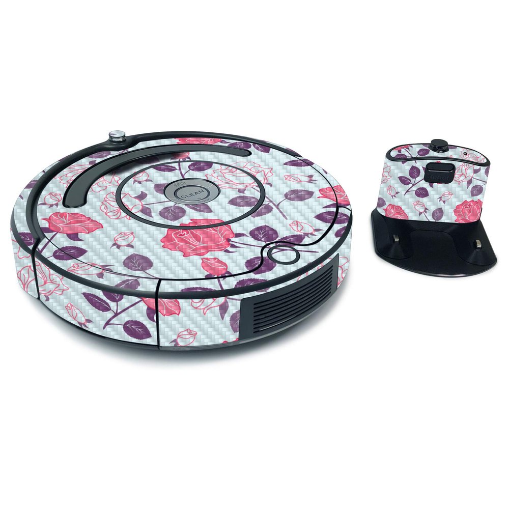 MightySkins Carbon Fiber Skin for iRobot Roomba 675 Max Coverage - Vintage Floral | Protective, Durable Textured Carbon Fiber Finish | Easy to Apply, Remove, and Change Styles | Made in The USA