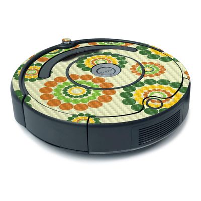 MightySkins Carbon Fiber Skin for iRobot Roomba 675 Minimal Coverage - Hippie Flowers | Protective, Durable Textured Carbon Fiber Finish | Easy to Apply, Remove, and Change Styles | Made in The USA
