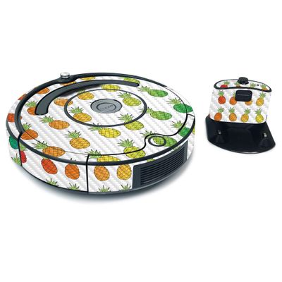MightySkins Carbon Fiber Skin for iRobot Roomba 675 Max Coverage - Rainbow Pineapples | Protective, Durable Textured Carbon Fiber Finish | Easy to Apply, Remove, and Change Styles | Made in The USA
