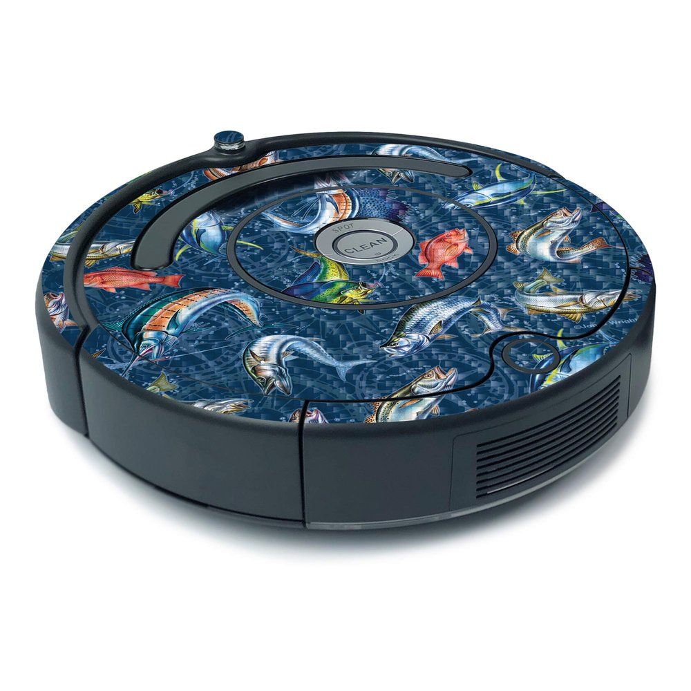 MightySkins Carbon Fiber Skin For iRobot Roomba 675 Minimal Coverage - Saltwater Compass | Protective, Durable Textured Carbon Fiber Finish | Easy To Apply, Remove, and Change Styles | Made in the USA