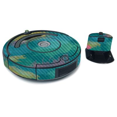 MightySkins Carbon Fiber Skin for iRobot Roomba 675 Max Coverage - Watercolor Blue | Protective, Durable Textured Carbon Fiber Finish | Easy to Apply, Remove, and Change Styles | Made in The USA