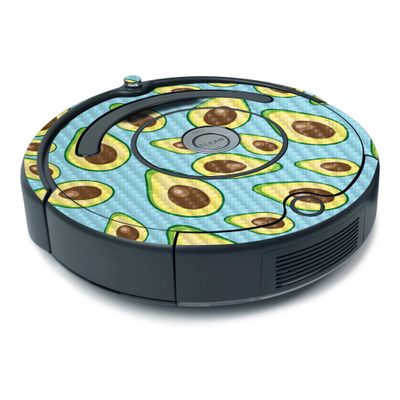 MightySkins Carbon Fiber Skin for iRobot Roomba 675 Minimal Coverage - Blue Avocados | Protective, Durable Textured Carbon Fiber Finish | Easy to Apply, Remove, and Change Styles | Made in The USA