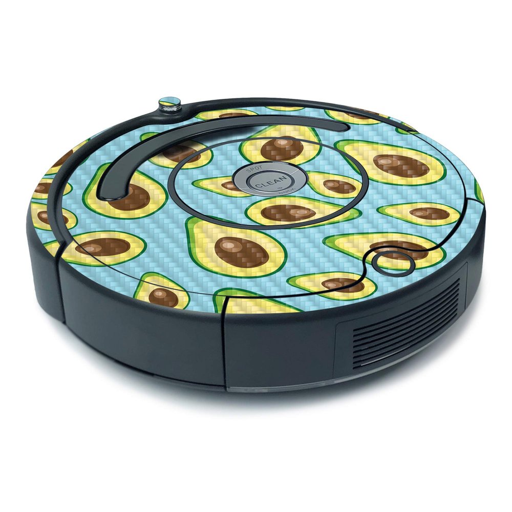 MightySkins Carbon Fiber Skin for iRobot Roomba 675 Minimal Coverage - Blue Avocados | Protective, Durable Textured Carbon Fiber Finish | Easy to Apply, Remove, and Change Styles | Made in The USA