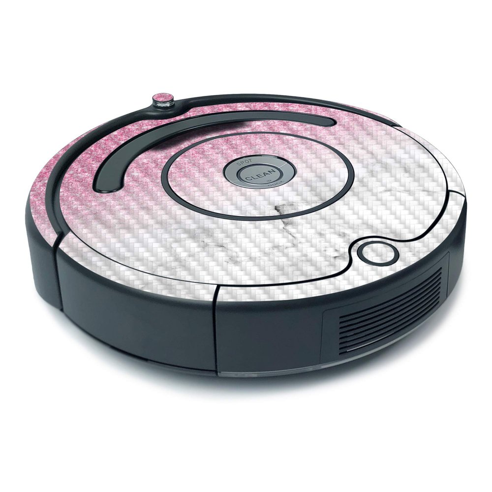 MightySkins Carbon Fiber Skin For iRobot Roomba 675 Minimal Coverage - Marble Glitz | Protective, Durable Textured Carbon Fiber Finish | Easy To Apply, Remove, and Change Styles | Made in the USA
