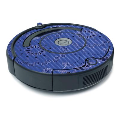 MightySkins Carbon Fiber Skin for iRobot Roomba 675 Minimal Coverage - Blue Bandana | Protective, Durable Textured Carbon Fiber Finish | Easy to Apply, Remove, and Change Styles | Made in The USA