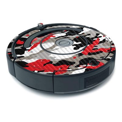 MightySkins Carbon Fiber Skin for iRobot Roomba 675 Minimal Coverage - Red Camo | Protective, Durable Textured Carbon Fiber Finish | Easy to Apply, Remove, and Change Styles | Made in The USA