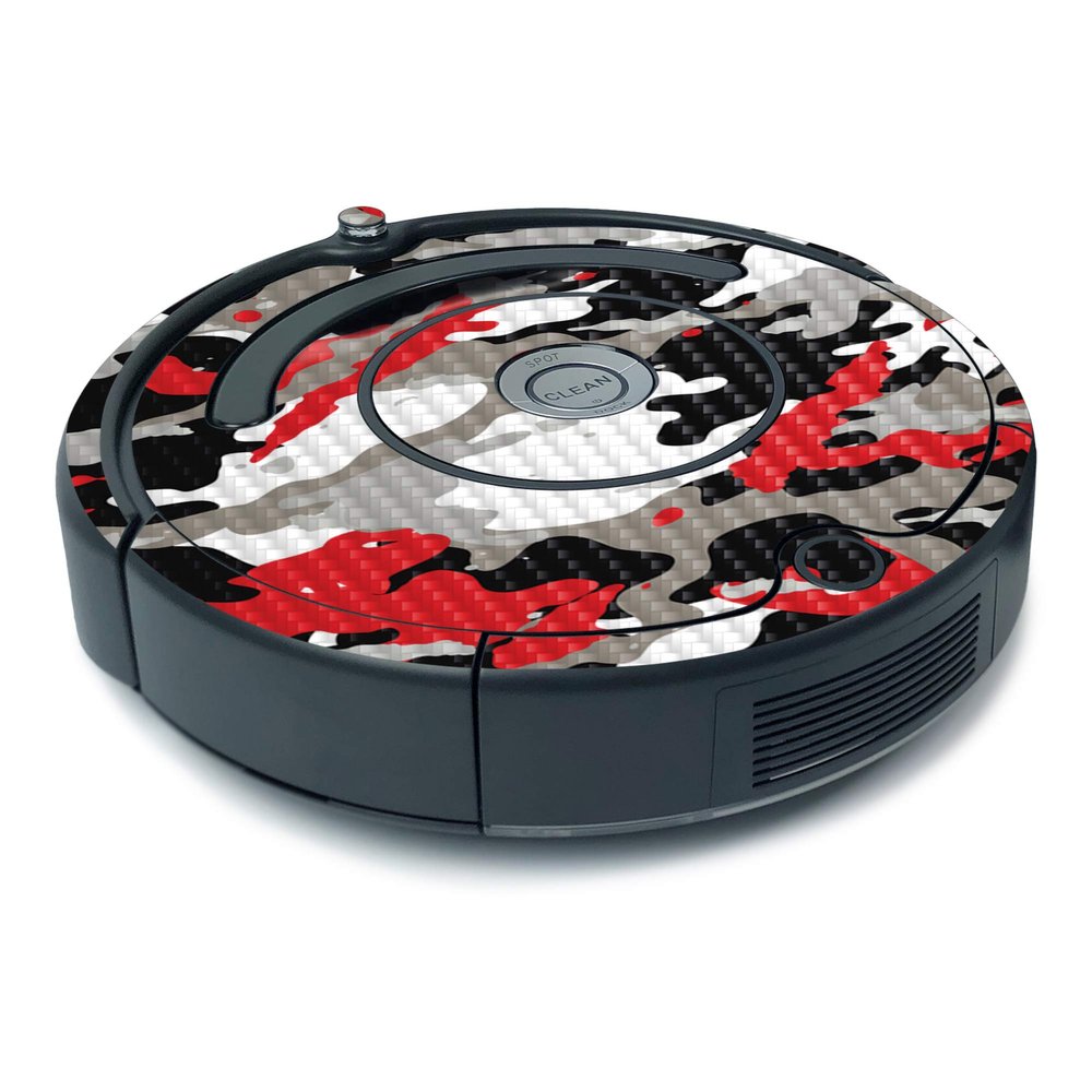 MightySkins Carbon Fiber Skin for iRobot Roomba 675 Minimal Coverage - Red Camo | Protective, Durable Textured Carbon Fiber Finish | Easy to Apply, Remove, and Change Styles | Made in The USA